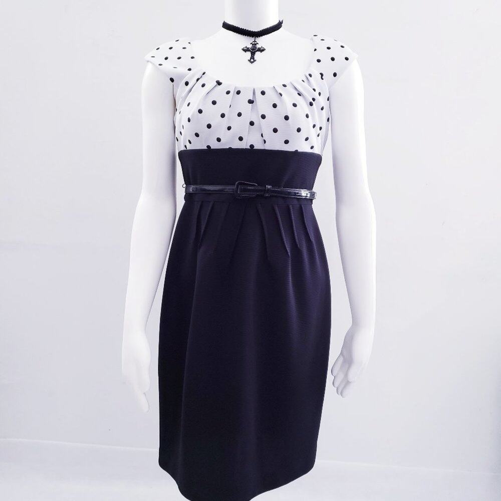 Dress Barn Women's Black White Petite Business Dress 8P
